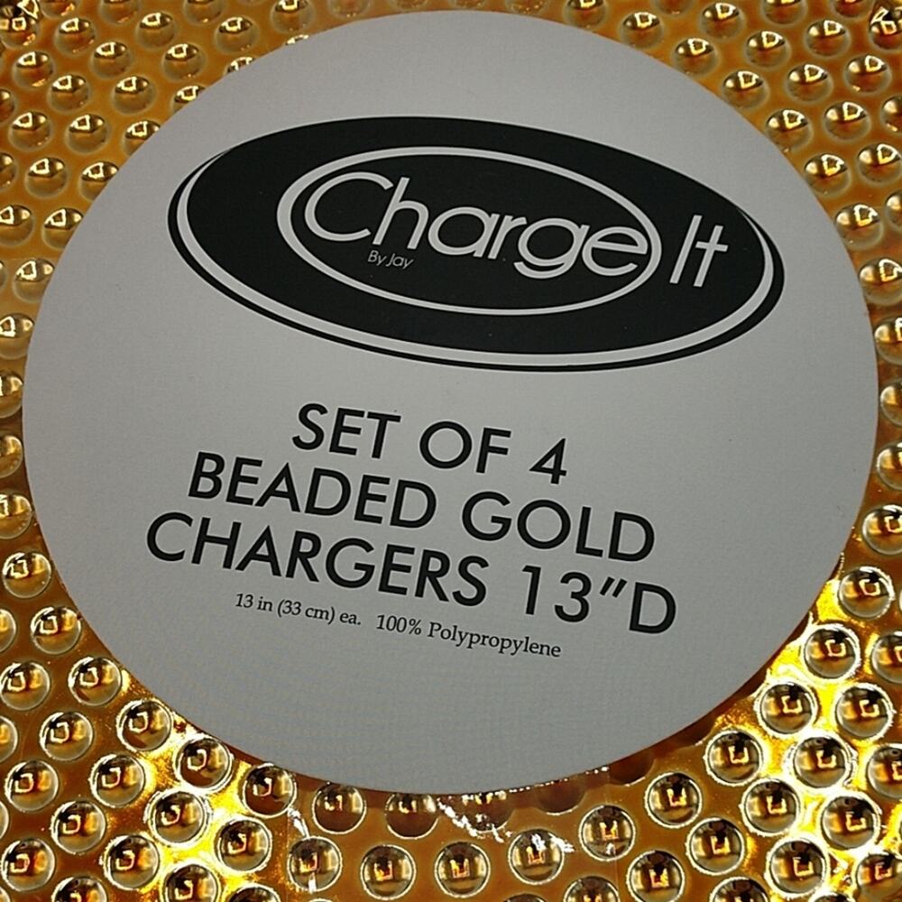 NWT 4 piece Beaded Gold Plates 13" - Picture 2 of 6